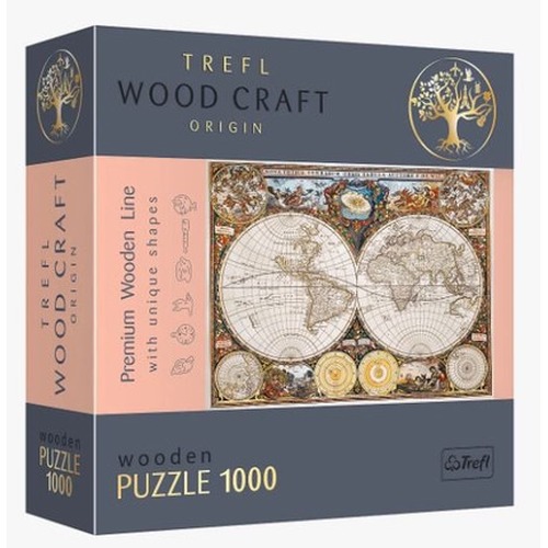 Gra puzzle drewniane 1000 elementów Antyczna mapa świata