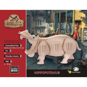 Łamigłówka drewniana Gepetto - Hipopotam (Hippopotamus)