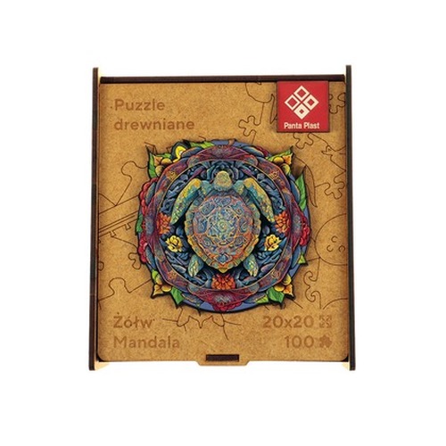 Puzzle 100 drewniane A4 Żółw Mandala