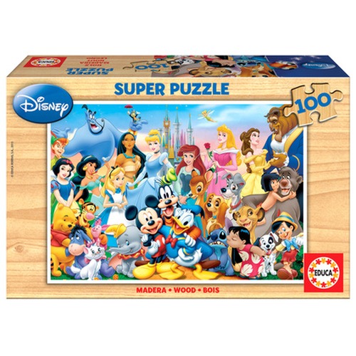Puzzle 100 el. Cudowny świat Walta Disneya (drewniane)