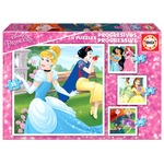 Puzzle 12 el. + 16 el. + 20 el. + 25 el. Księżniczki z bajek Disneya