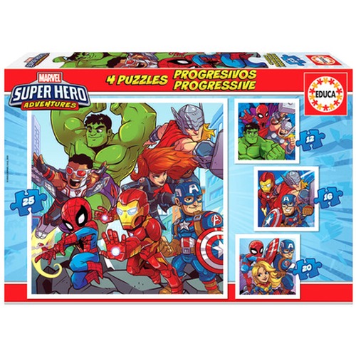 Puzzle 12 el. + 16 el. + 20 el. + 25 el. Marvel Super Hero Adventures