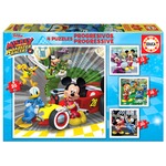 Puzzle 12 el. + 16 el. + 20 el. + 25 el. Myszka Miki i raźni rajdowcy
