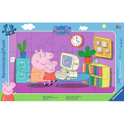 Puzzle 15 elementów W ramce Świnka Peppa
