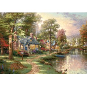 Puzzle 1500 el. THOMAS KINKADE Nad jeziorem