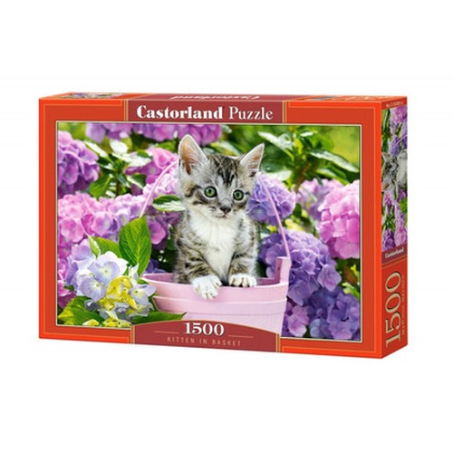 Puzzle 1500 elementów Kotek w koszyku