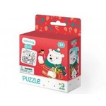 Puzzle 16 + kolorowanka Świąteczny niedźwiadek