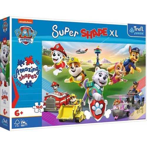 Puzzle 160 elementów XL Super Shape Skaczące pieski, Psi Patrol
