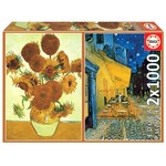 Puzzle 2 x 1000 el. Słoneczniki / Taras kawiarni w nocy, Vincent van Gogh