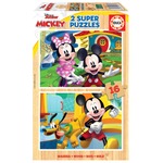 Puzzle 2 x 16 el. Myszka Miki / Minnie (drewniane)