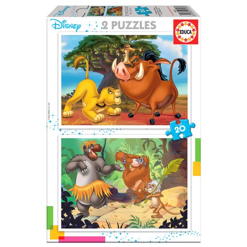 Puzzle 2 x 20 el. Król Lew / Księga dżungli