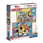 Puzzle 2 x 20 elementów Super Kolor Mickey