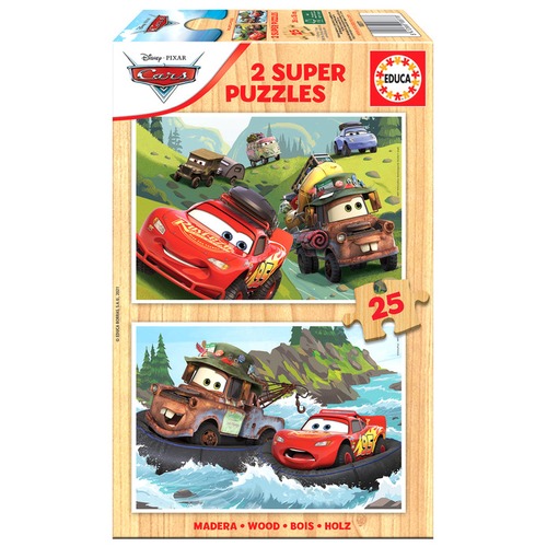 Puzzle 2 x 25 el. Auta (drewniane)