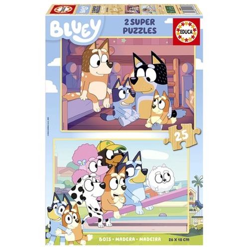 Puzzle 2 x 25 el. Blue (drewniane)