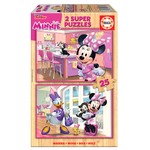 Puzzle 2 x 25 el. Myszka Minnie / Daisy (drewniane)