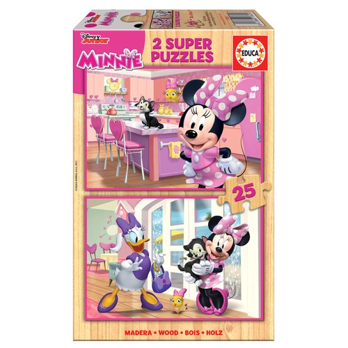 Puzzle 2 x 25 el. Myszka Minnie / Daisy (drewniane)
