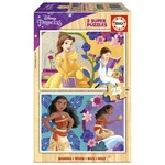 Puzzle 2 x 25 el. Piękna i Bestia / Vaiana: Skarb oceanu (drewniane)