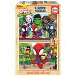 Puzzle 2 x 25 el. Spidey i Super-Kumple (drewniane)