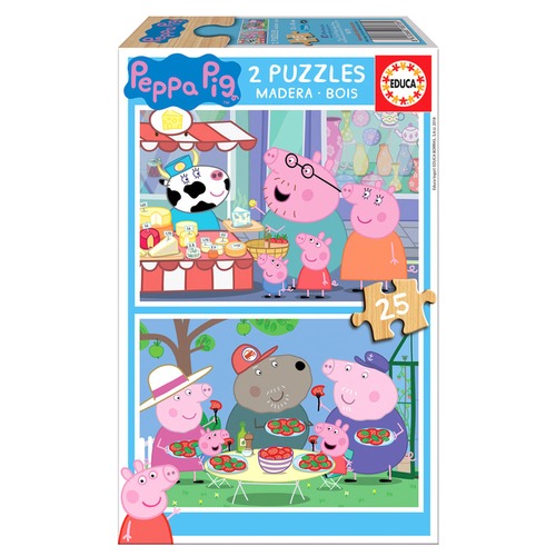 Puzzle 2 x 25 el. Świnka Peppa (drewniane)