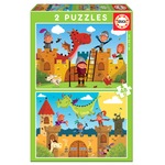 Puzzle 2 x 48 el. Smoki i rycerze