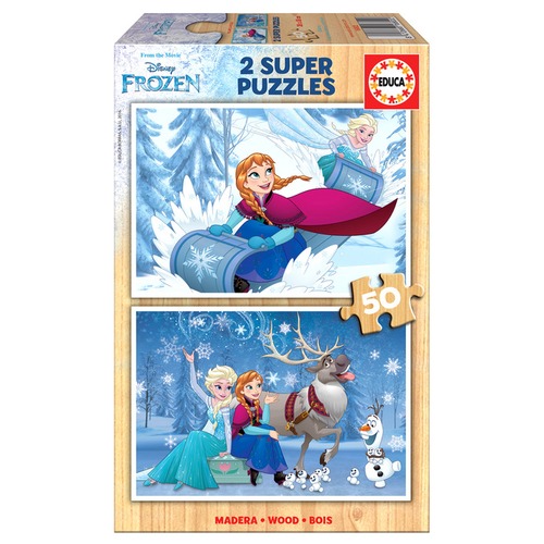 Puzzle 2 x 50 el. Kraina Lodu (drewniane)