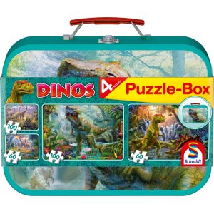 Puzzle 2 x 60 el. + 2 x 100 el. W WALIZCE - Dinozaury