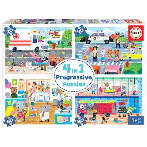 Puzzle 20 el. + 40 el. + 60 el. + 80 el. Bohaterowie w akcji