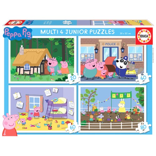 Puzzle 20 el. + 40 el. + 60 el. + 80 el. Świnka Peppa