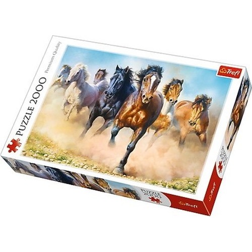 Puzzle 2000 elementów Galopujące stado koni