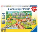Puzzle 2x24 elementy Dzień w zoo