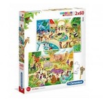 Puzzle 2x60 Super kolor Zoo