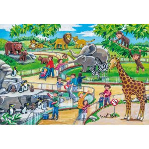 Puzzle 3 x 24 el. Dzień w zoo