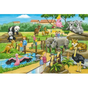 Puzzle 3 x 24 el. Dzień w zoo
