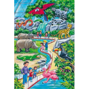 Puzzle 3 x 24 el. Dzień w zoo