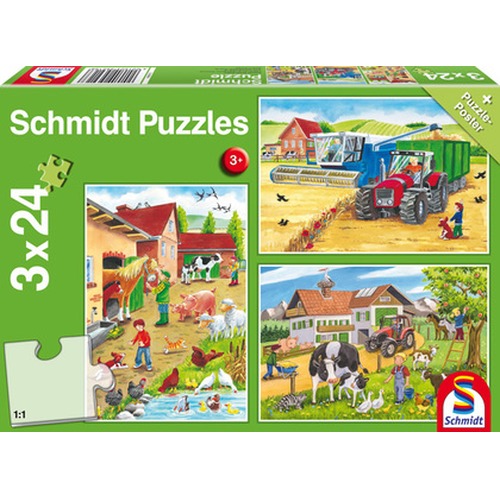 Puzzle 3 x 24 el. Praca na wsi