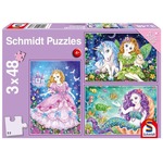 Puzzle 3 x 48 el. Księżniczka, wróżka, syrenka
