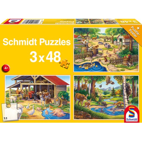 Puzzle 3 x 48 el. Moje ulubione zwierzęta