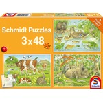 Puzzle 3 x 48 el. Zwierzęca rodzinka