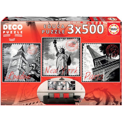 Puzzle 3 x 500 el. Duże miasta