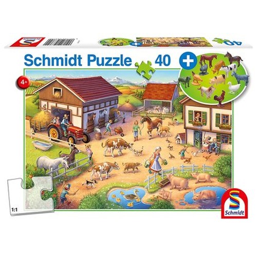 Puzzle 40 el. Farma + figurki zwierząt