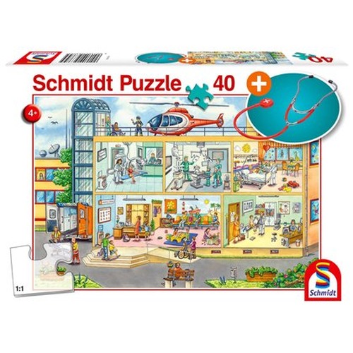 Puzzle 40 el. Szpital dziecięcy + stetoskop