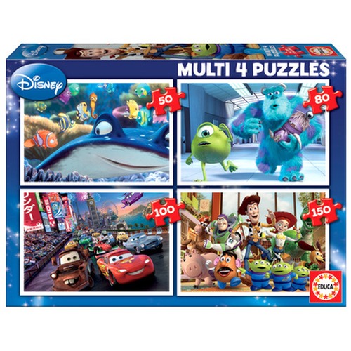 Puzzle 50 el. + 80 el. + 100 el. + 150 el. Bohaterowie bajek (Disney / Pixar)
