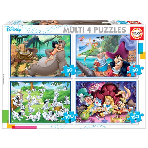 Puzzle 50 el. + 80 el. + 100 el. + 150 el. Bohaterowie bajek Disneya