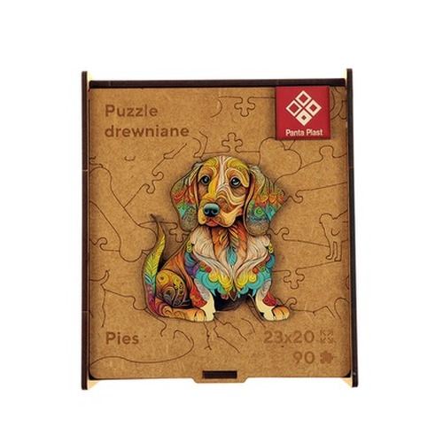 Puzzle 90 drewniane A4 Pies