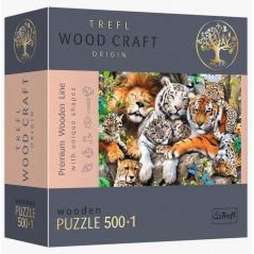 Puzzle drewniane 500+1 Dzikie koty w dżungli TREFL