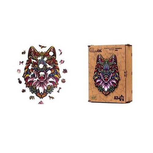 Puzzle drewniane eko 120 Tajemniczy wilk A3