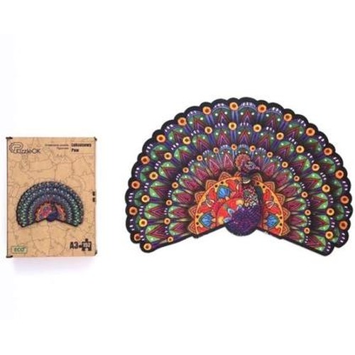 Puzzle drewniane eko 152 Luksusowy paw A3