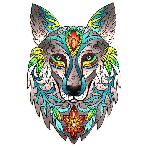 Puzzle drewniane / kolorowe - Wilk