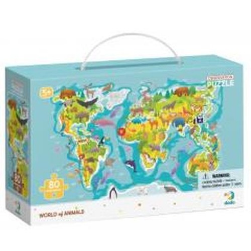 Puzzle obserwacyjne 80 Mapa świata zwierząt
