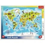 Puzzle ramkowe 25 Mapa świata ze zwierzętami TREFL
